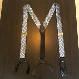 Black, gray and silver suspenders